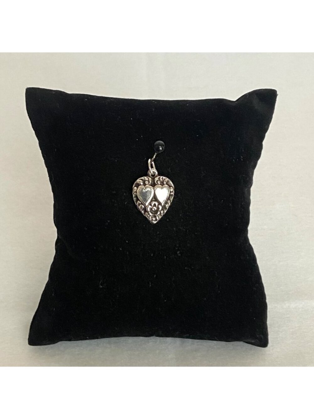 VTG Sterling Silver 925 Repousse Puffy Heart Sweetheart Charm Pendant - Picture 2 of 16